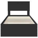 Bed Frame Black and Silver 75 x 190 cm Engineered Wood