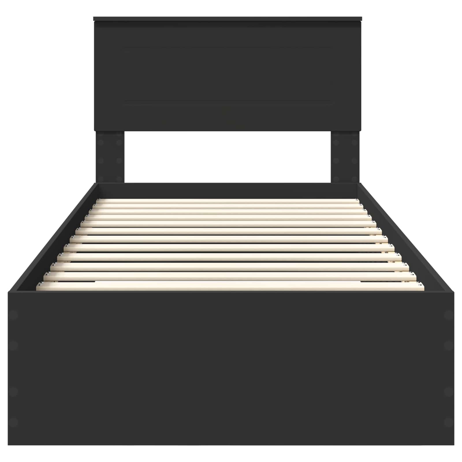 Bed Frame Black and Silver 75 x 190 cm Engineered Wood