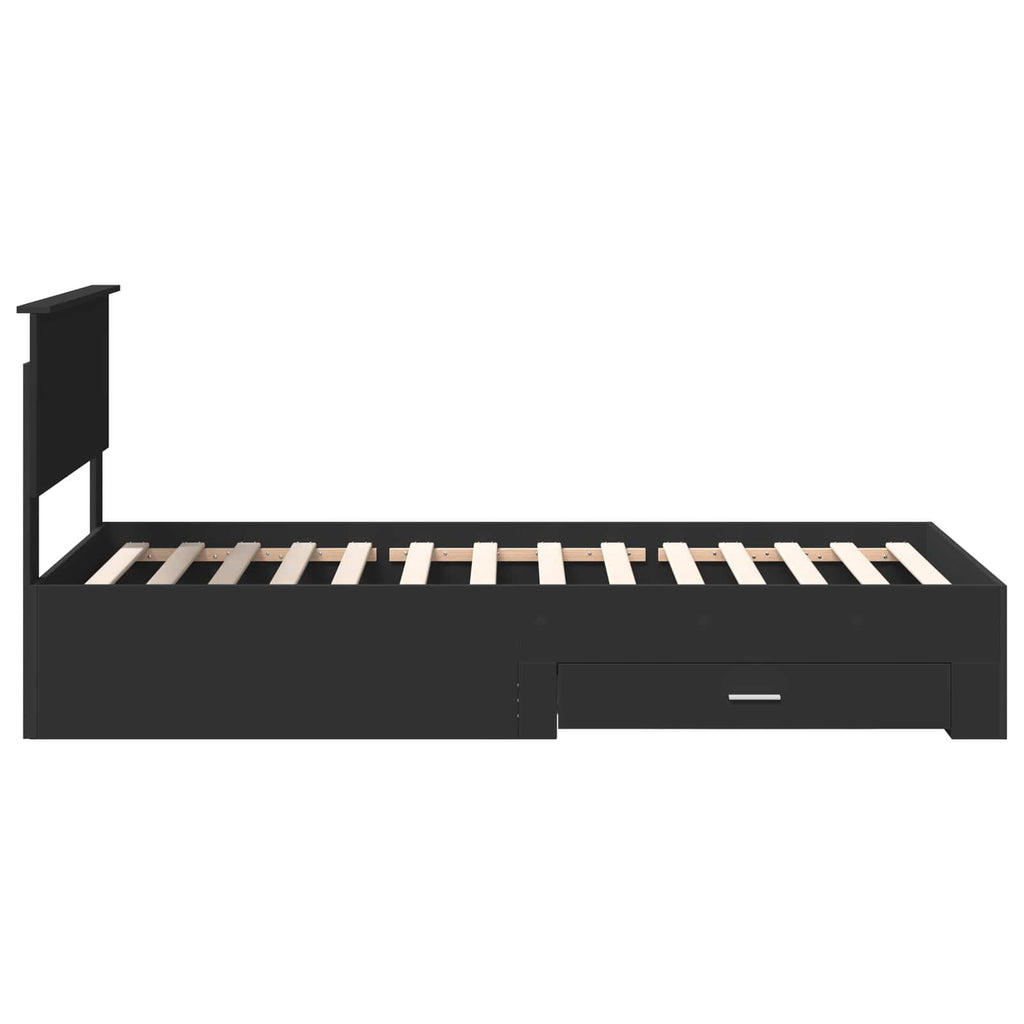 Bed Frame Black and Silver 75 x 190 cm Engineered Wood