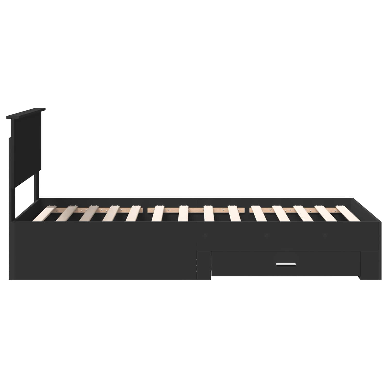 Bed Frame Black and Silver 75 x 190 cm Engineered Wood