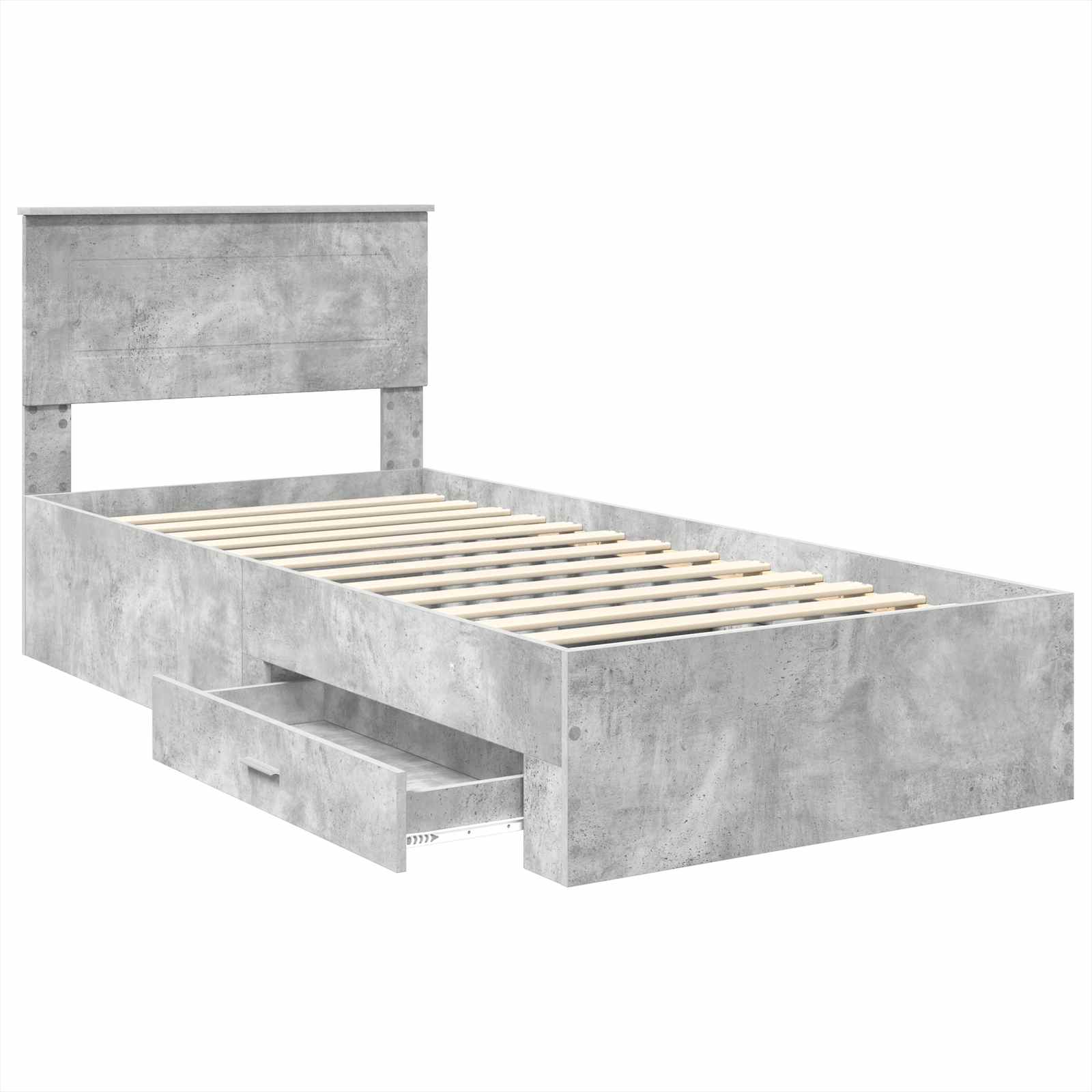 Bed Frame Concrete Grey and Silver 75 x 190 cm Engineered Wood