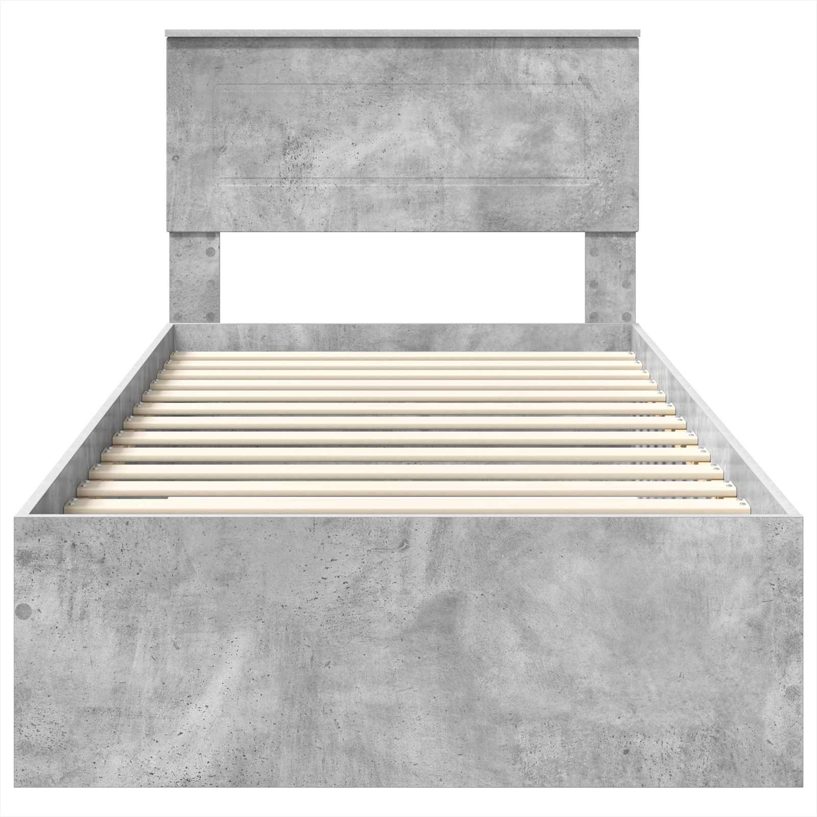 Bed Frame Concrete Grey and Silver 75 x 190 cm Engineered Wood