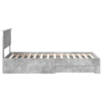 Bed Frame Concrete Grey and Silver 75 x 190 cm Engineered Wood