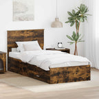 Bed Frame Smoked Oak and Silver 75 x 190 cm Engineered Wood