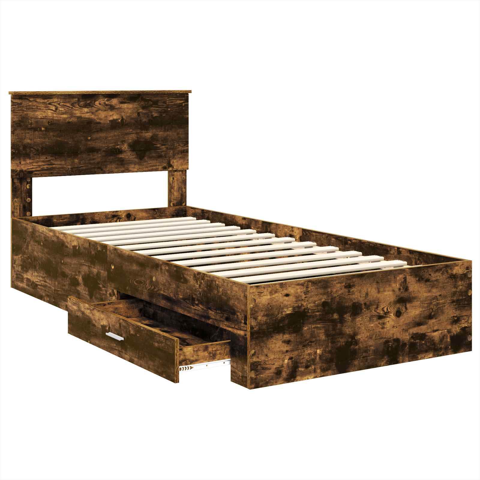 Bed Frame Smoked Oak and Silver 75 x 190 cm Engineered Wood