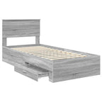 Bed Frame Grey Sonoma and Silver 75 x 190 cm Engineered Wood