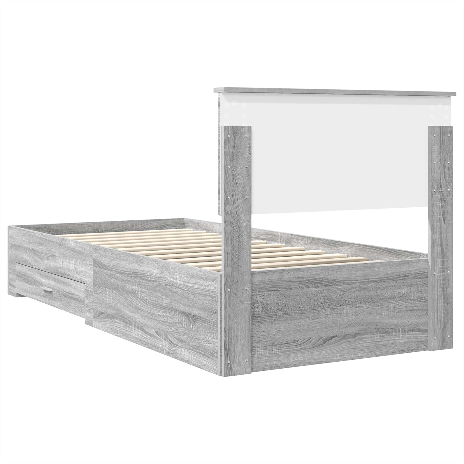Bed Frame Grey Sonoma and Silver 75 x 190 cm Engineered Wood