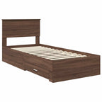 Bed Frame Brown Oak and Silver 75 x 190 cm Engineered Wood