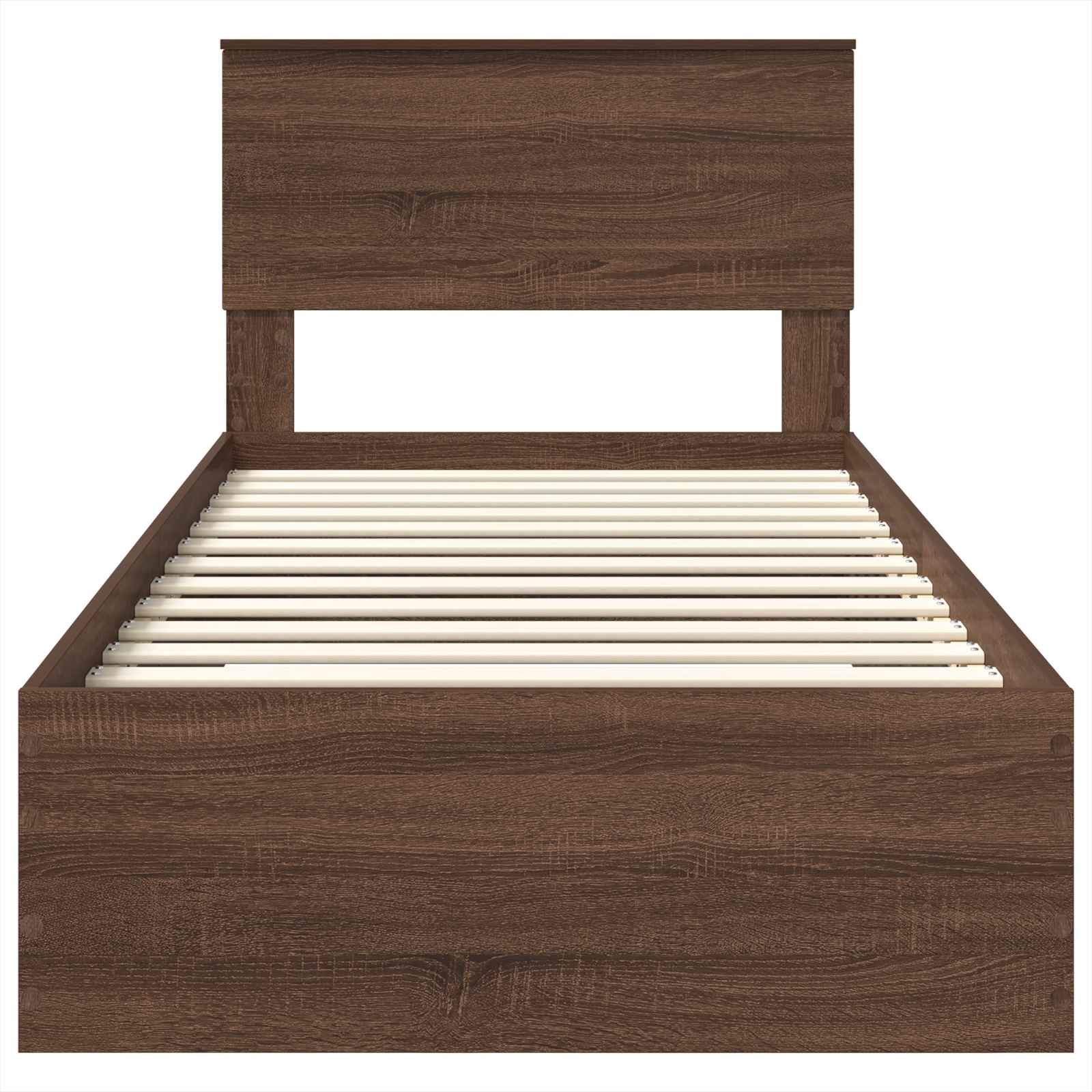 Bed Frame Brown Oak and Silver 75 x 190 cm Engineered Wood