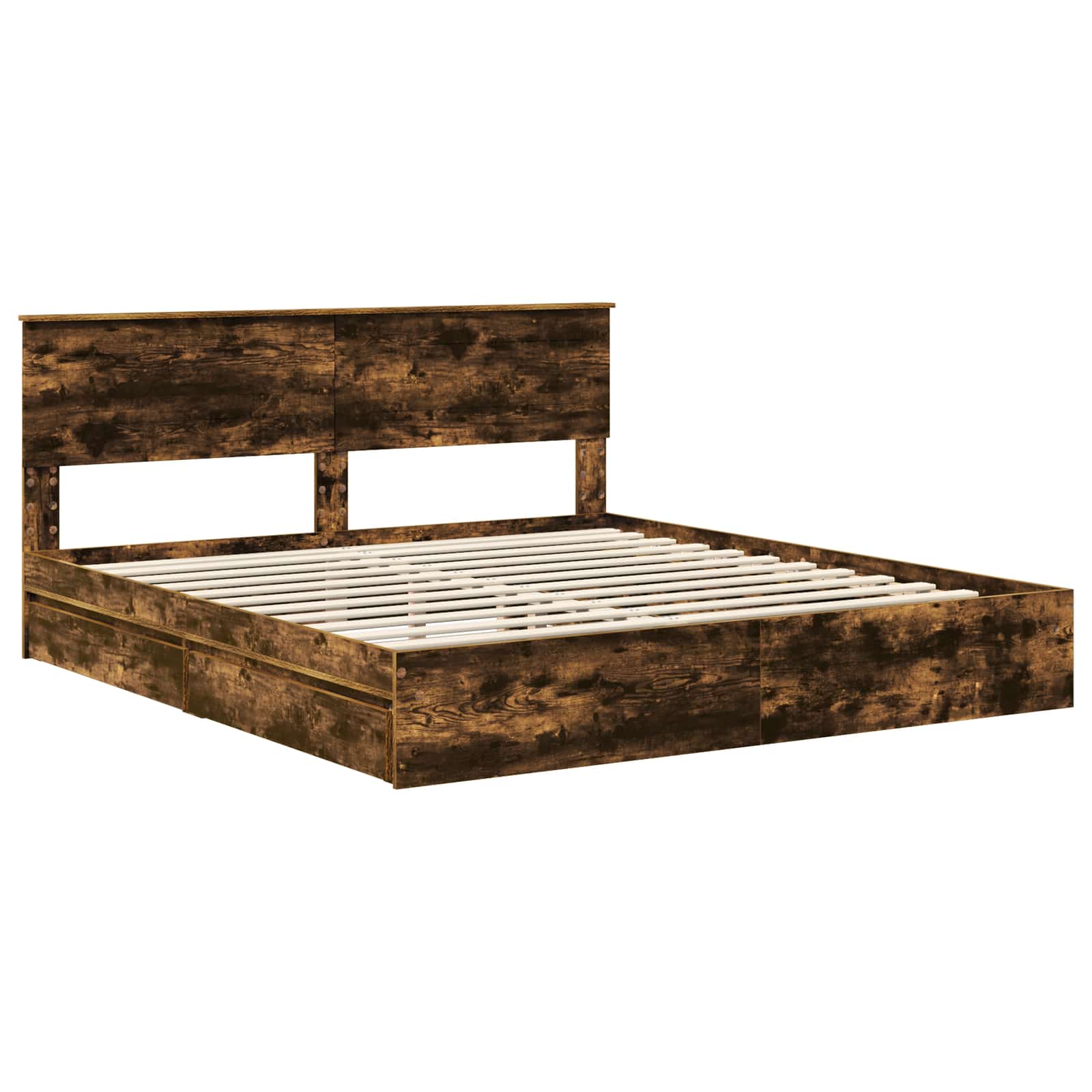 Storage Bed with Drawer Smoked Oak 180 x 200 cm Engineered Wood