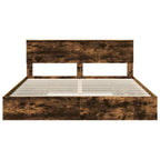 Storage Bed with Drawer Smoked Oak 180 x 200 cm Engineered Wood