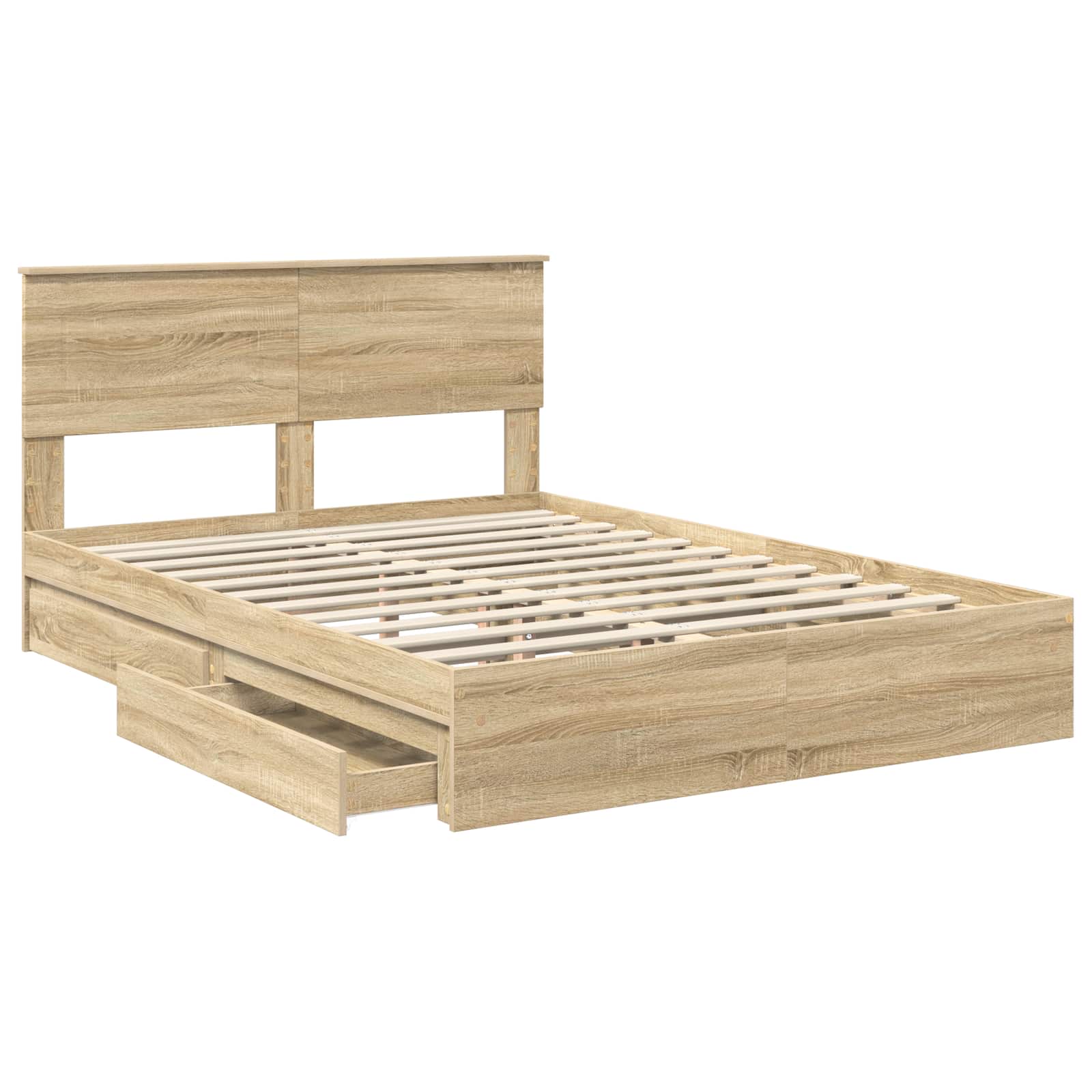 Storage Bed with Drawer Sonoma Oak 150 x 200 cm Engineered Wood