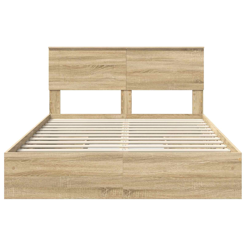 Storage Bed with Drawer Sonoma Oak 150 x 200 cm Engineered Wood