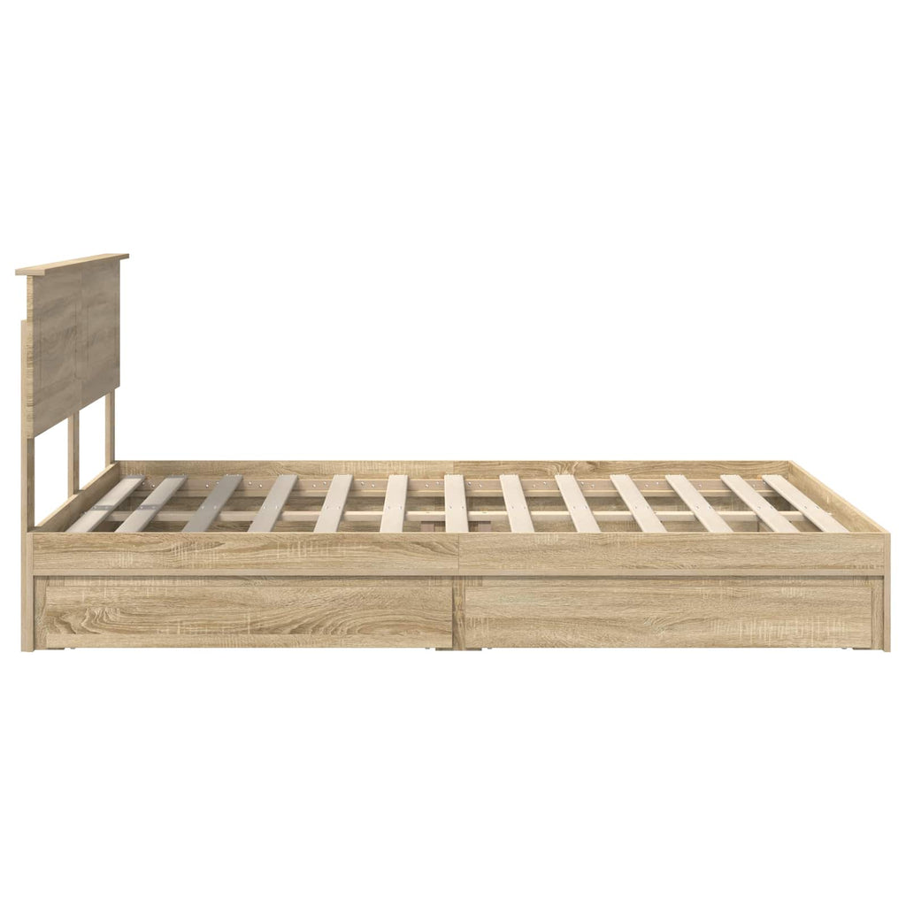 Storage Bed with Drawer Sonoma Oak 150 x 200 cm Engineered Wood