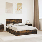 Storage Bed with Drawer Smoked Oak 140 x 200 cm Engineered Wood