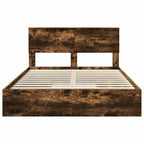 Storage Bed with Drawer Smoked Oak 140 x 200 cm Engineered Wood