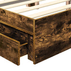 Storage Bed with Drawer Smoked Oak 120 x 200 cm Engineered Wood