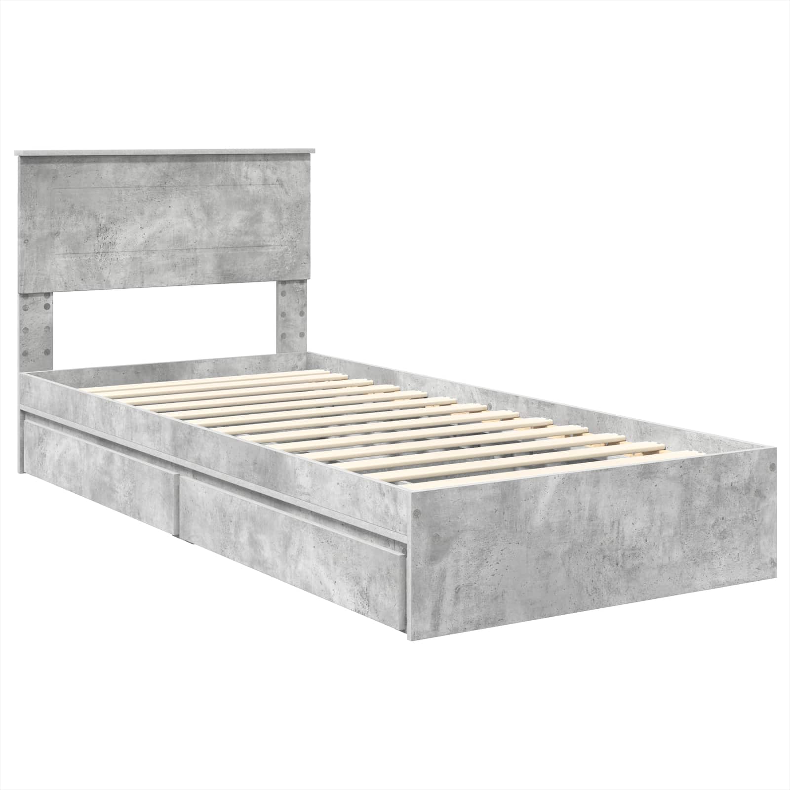 Storage Bed Concrete Grey 90 x 190 cm Engineered Wood