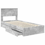Storage Bed Concrete Grey 90 x 190 cm Engineered Wood