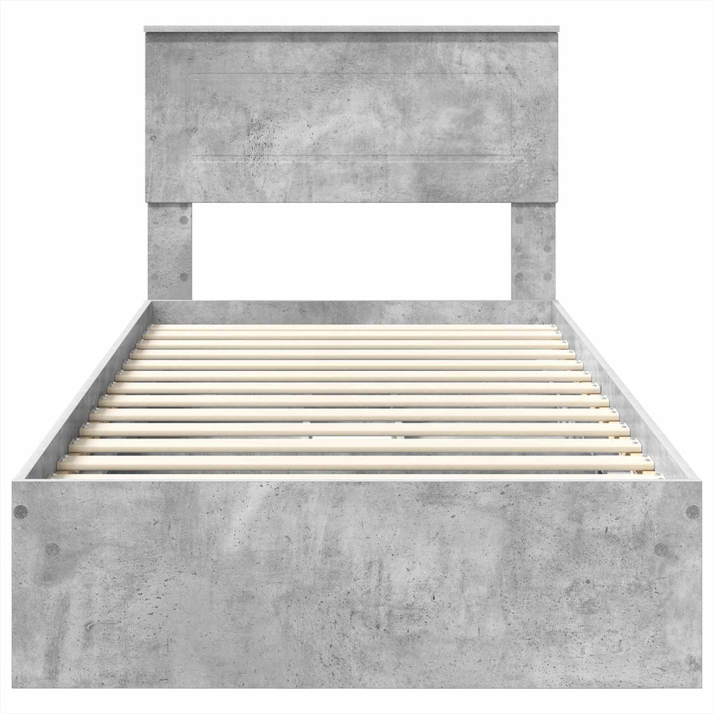 Storage Bed Concrete Grey 90 x 190 cm Engineered Wood