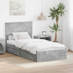 Storage Bed Concrete Grey 90 x 200 cm Engineered Wood