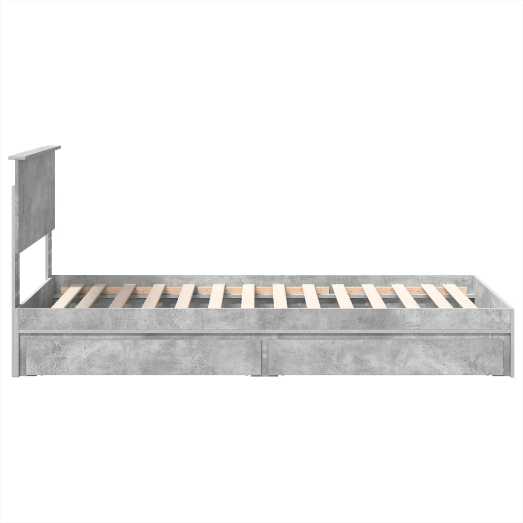Storage Bed Concrete Grey 90 x 200 cm Engineered Wood