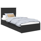 Storage Bed with Headboard Black 75 x 190 cm Engineered Wood