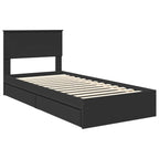 Storage Bed with Headboard Black 75 x 190 cm Engineered Wood