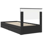 Storage Bed with Headboard Black 75 x 190 cm Engineered Wood