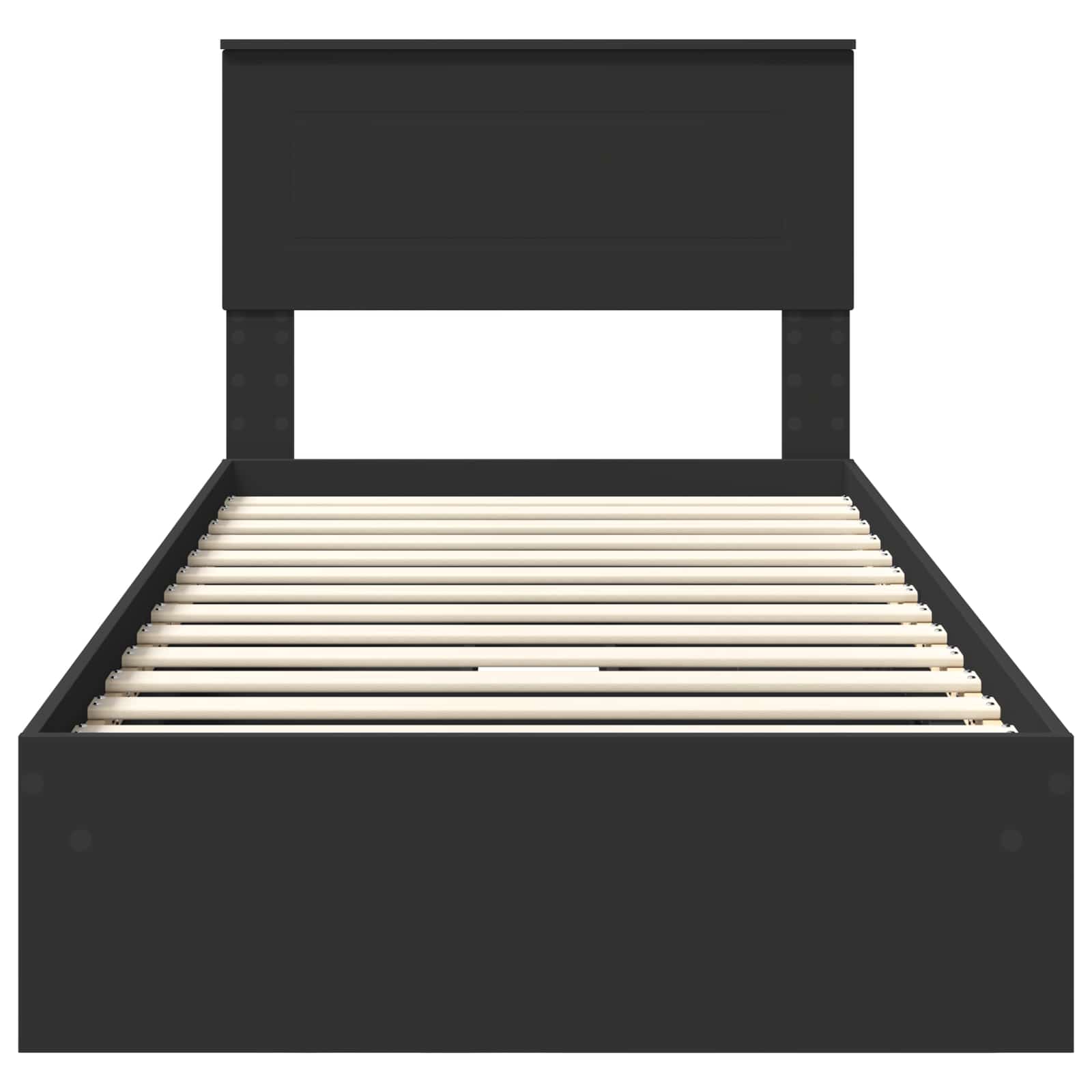 Storage Bed with Headboard Black 75 x 190 cm Engineered Wood