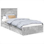 Storage Bed Concrete Grey 75 x 190 cm Engineered Wood