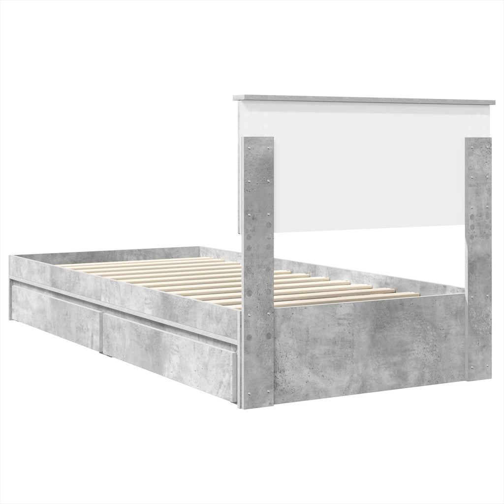 Storage Bed Concrete Grey 75 x 190 cm Engineered Wood