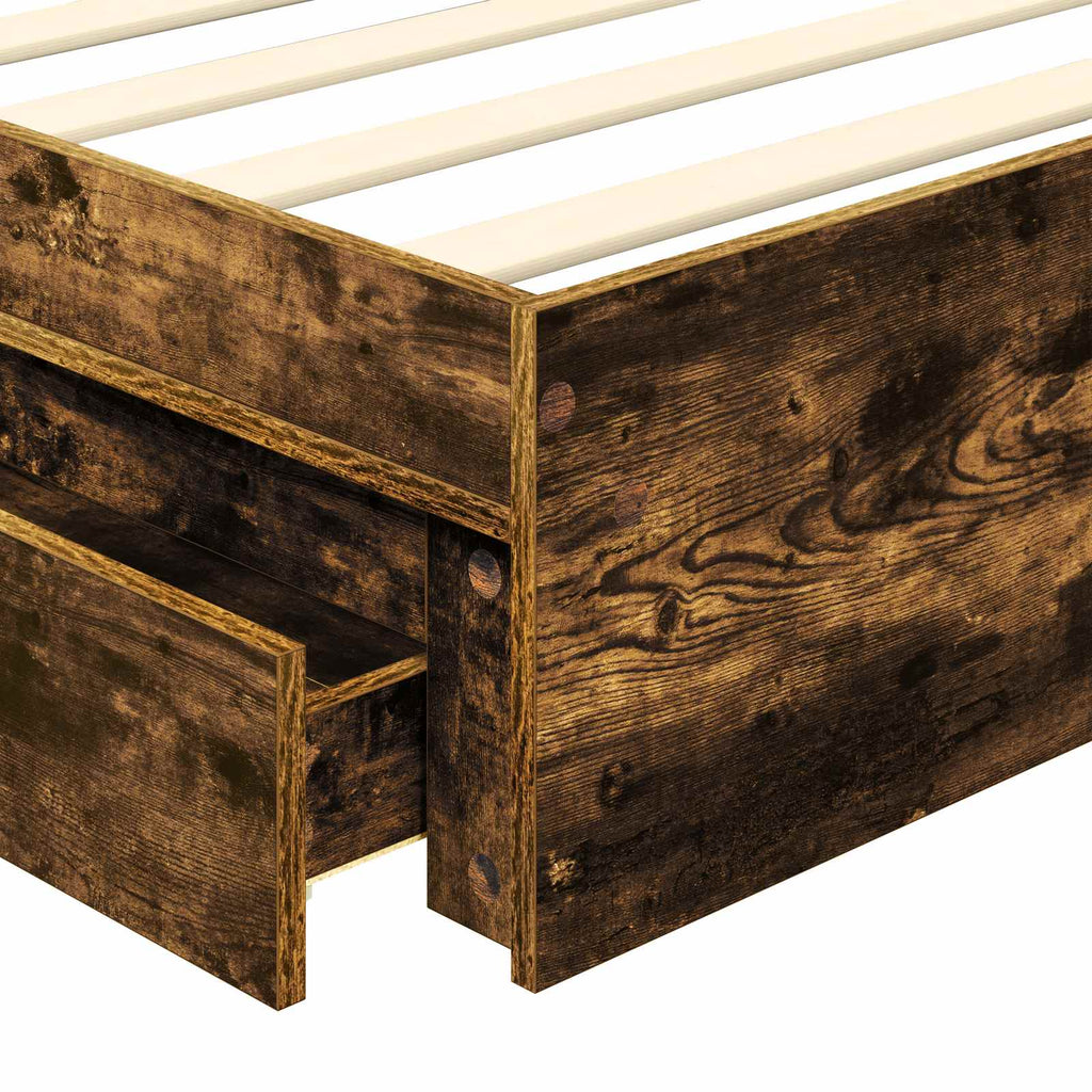 Storage Bed with Drawer Smoked Oak 75 x 190 cm Engineered Wood