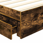 Storage Bed with Drawer Smoked Oak 75 x 190 cm Engineered Wood