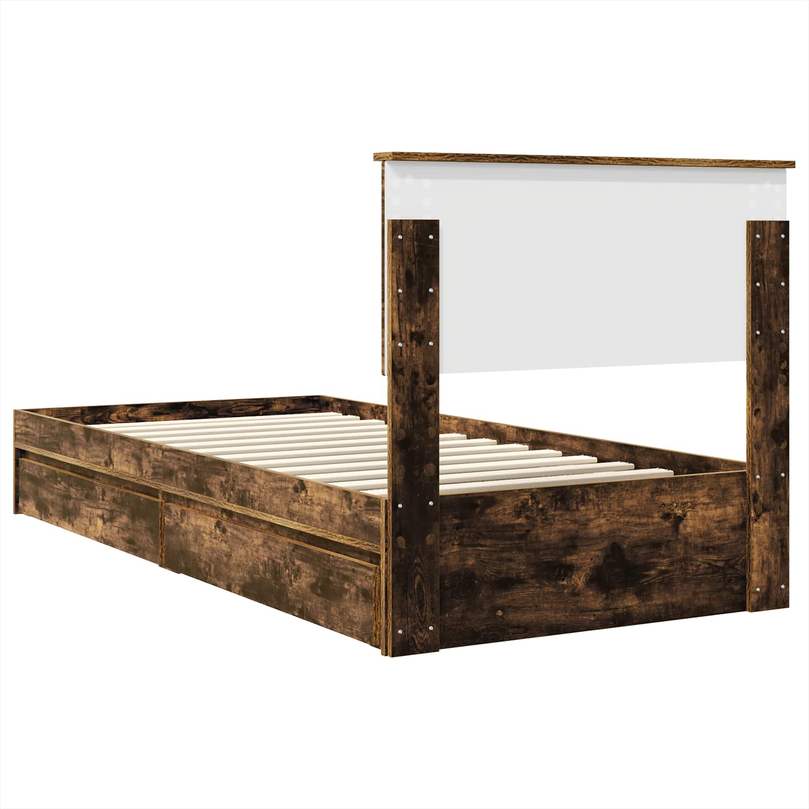 Storage Bed with Drawer Smoked Oak 75 x 190 cm Engineered Wood