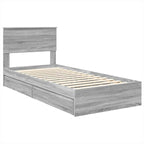 Storage Bed with Drawer Grey Sonoma 75 x 190 cm Engineered Wood
