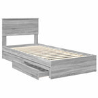 Storage Bed with Drawer Grey Sonoma 75 x 190 cm Engineered Wood
