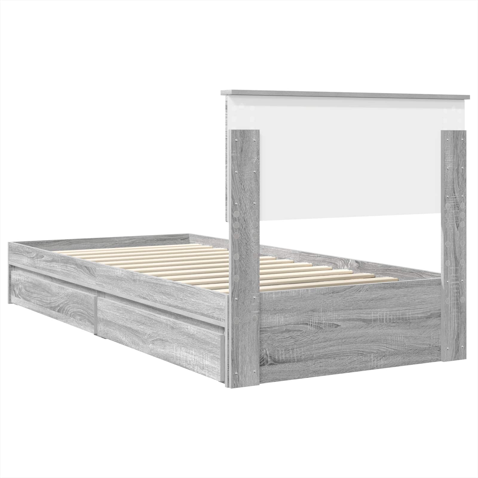Storage Bed with Drawer Grey Sonoma 75 x 190 cm Engineered Wood