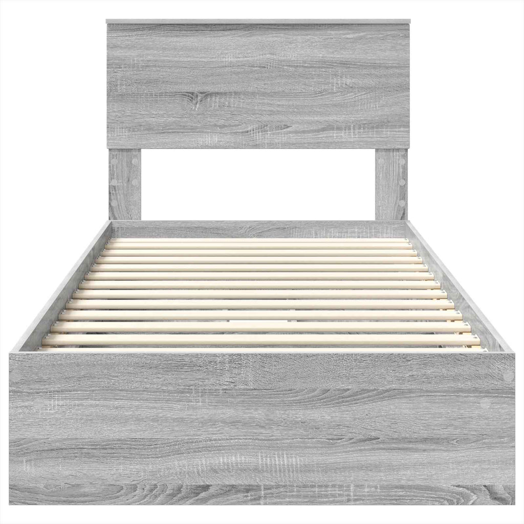 Storage Bed with Drawer Grey Sonoma 75 x 190 cm Engineered Wood