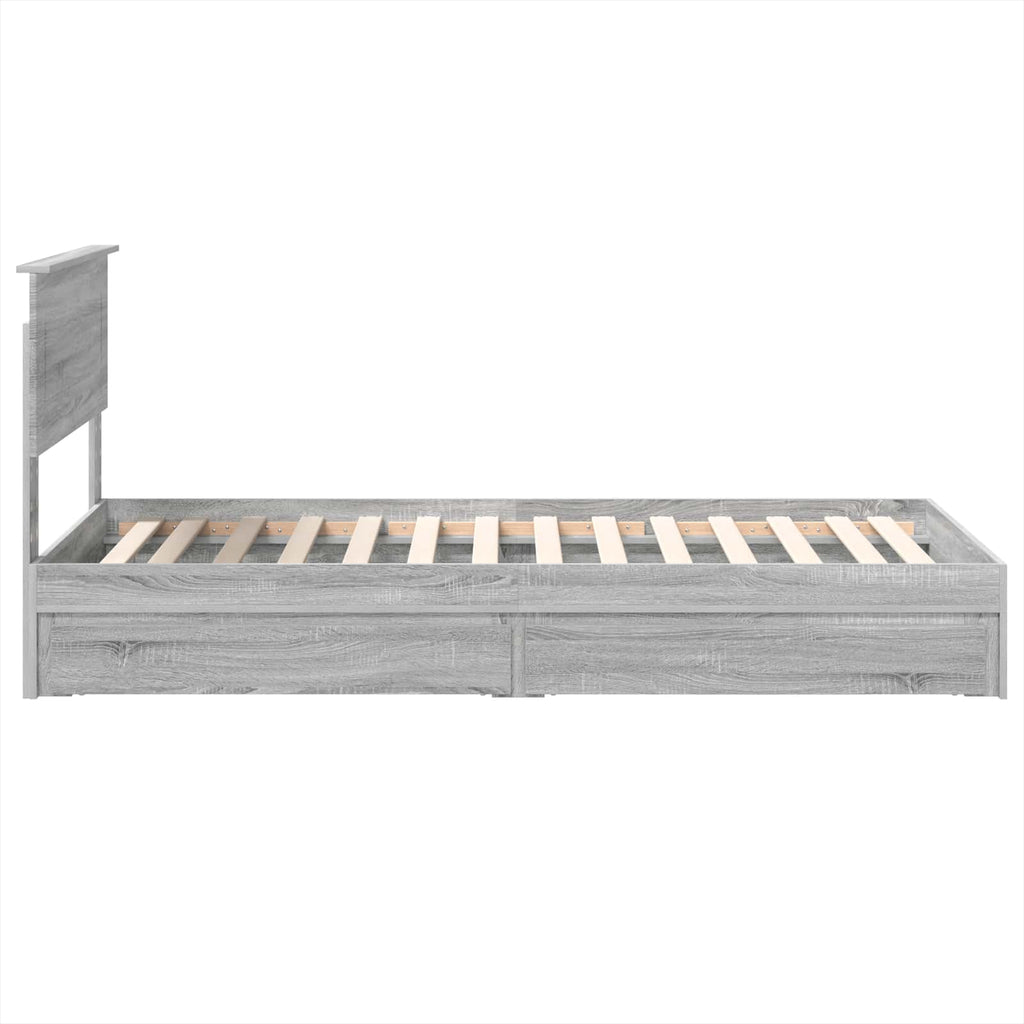 Storage Bed with Drawer Grey Sonoma 75 x 190 cm Engineered Wood
