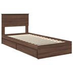Storage Bed with Drawer Brown Oak 75 x 190 cm Engineered Wood