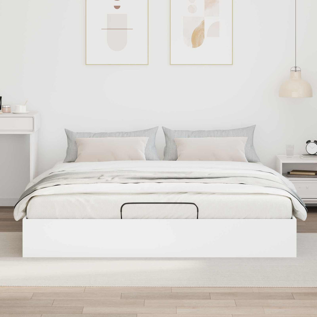 Ottoman Bed Frame White 203 x 180 x 25 cm Chipboard