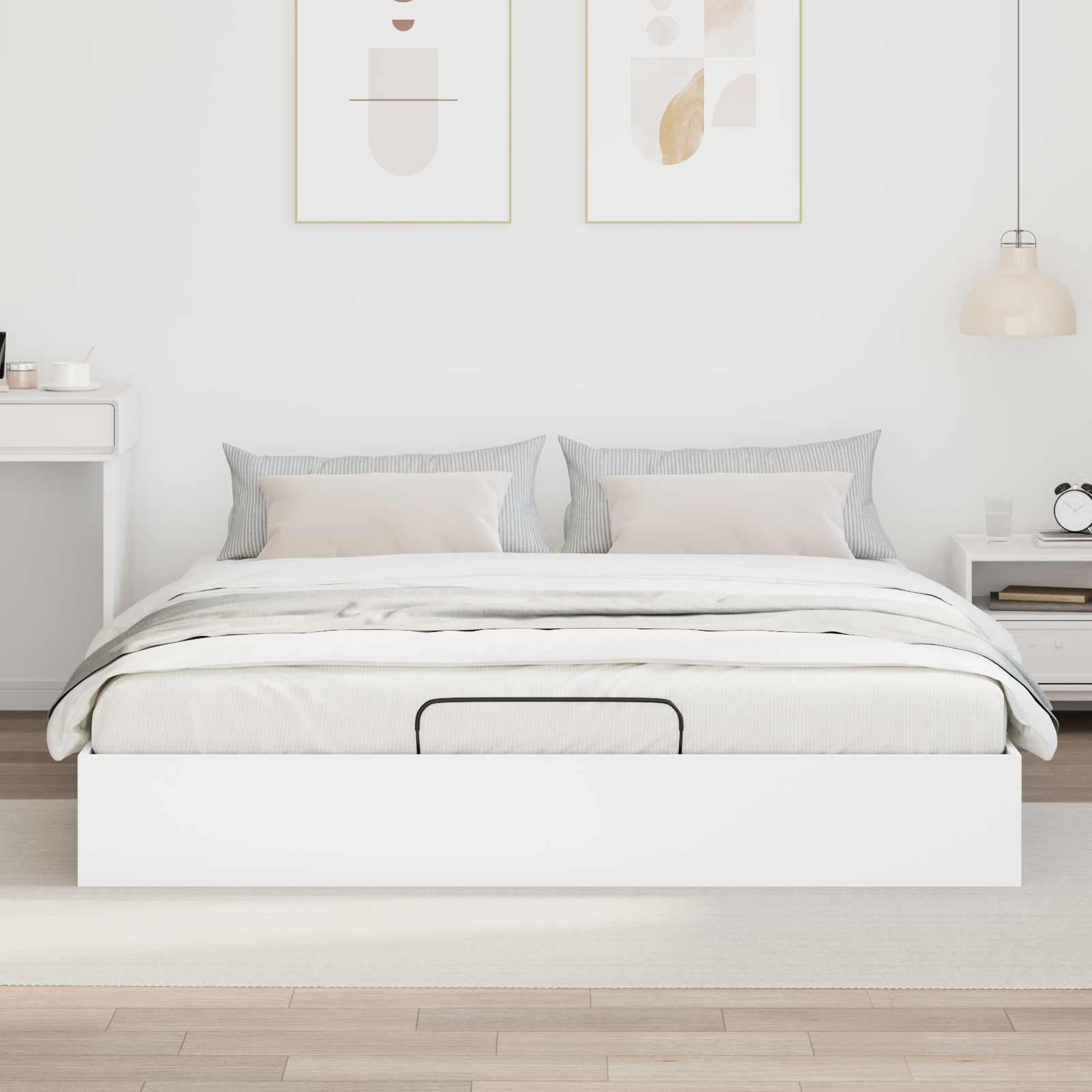 Ottoman Bed Frame White 203 x 180 x 25 cm Chipboard