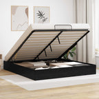 Ottoman Bed Frame Black Oak 203 x 180 x 25 cm Chipboard