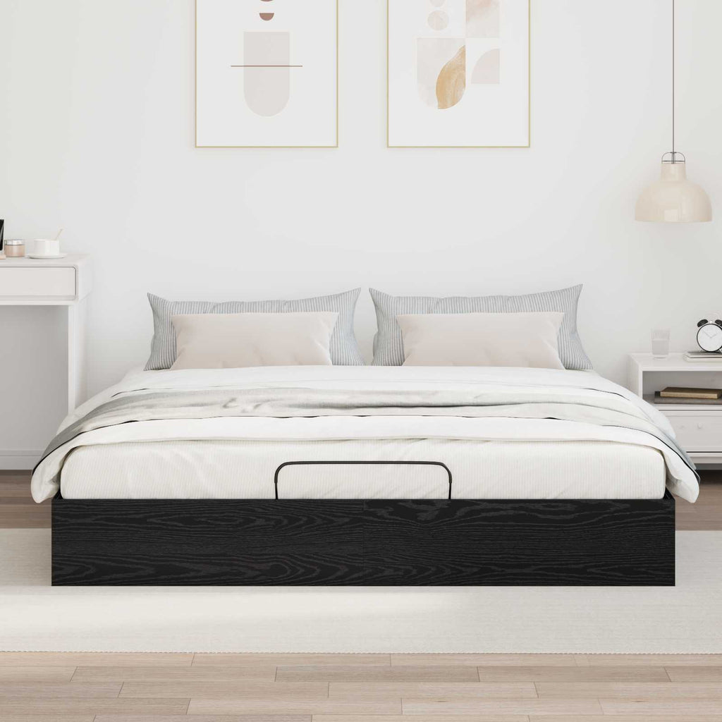 Ottoman Bed Frame Black Oak 203 x 180 x 25 cm Chipboard