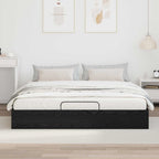 Ottoman Bed Frame Black Oak 203 x 180 x 25 cm Chipboard