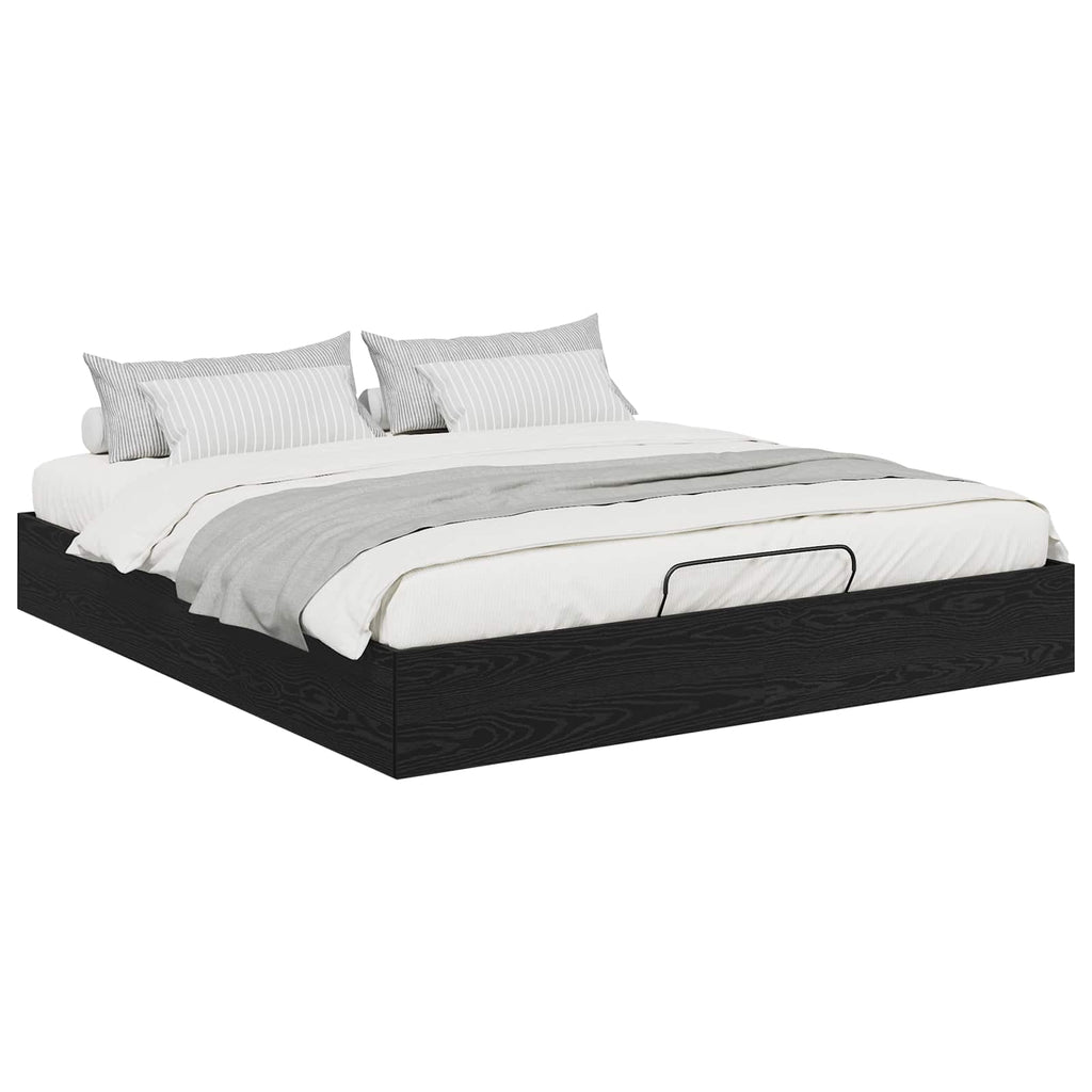Ottoman Bed Frame Black Oak 203 x 180 x 25 cm Chipboard