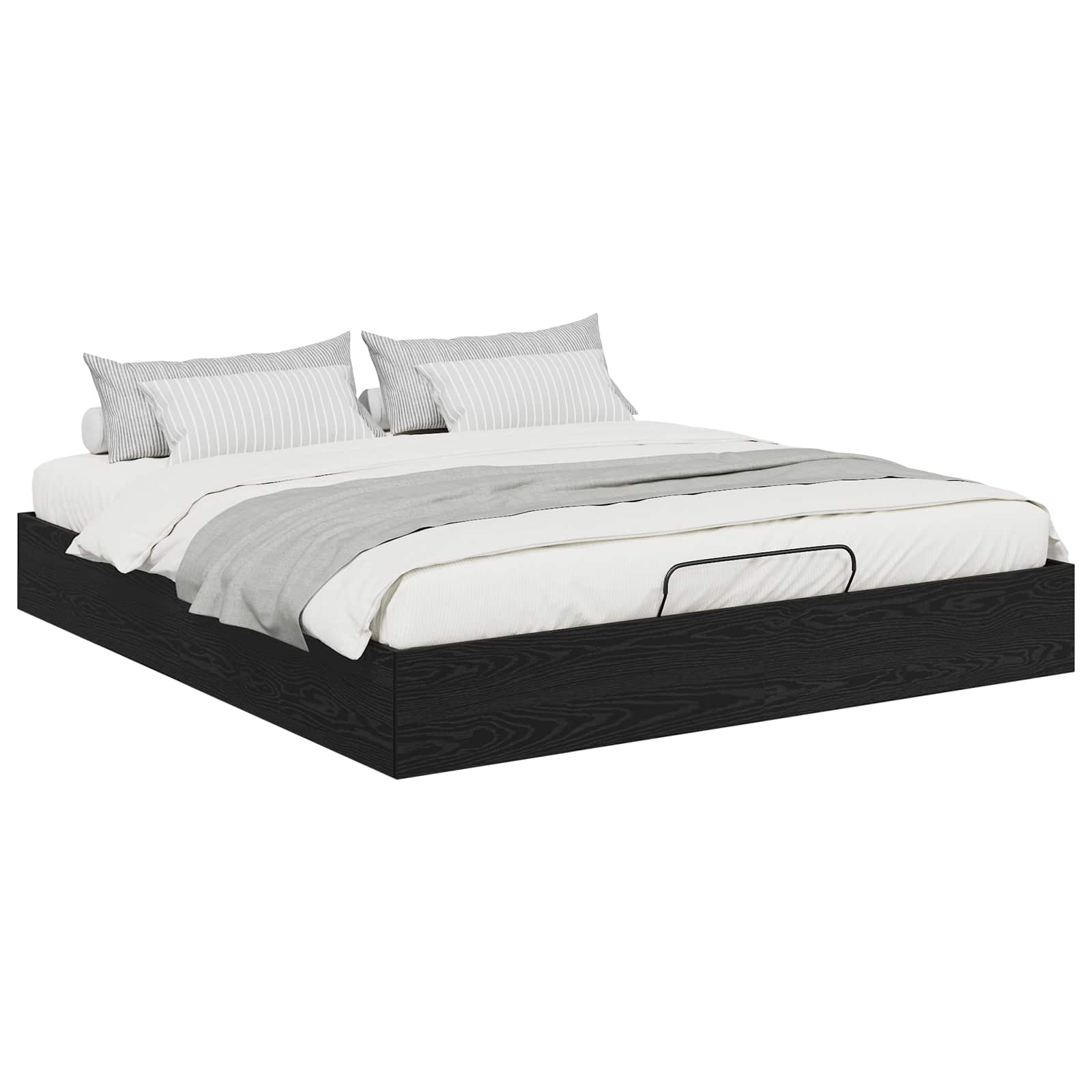 Ottoman Bed Frame Black Oak 203 x 180 x 25 cm Chipboard