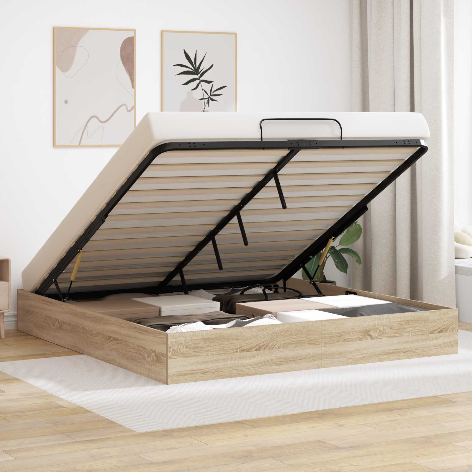 Ottoman Bed Frame Sonoma Oak 203 x 180 x 25 cm Chipboard