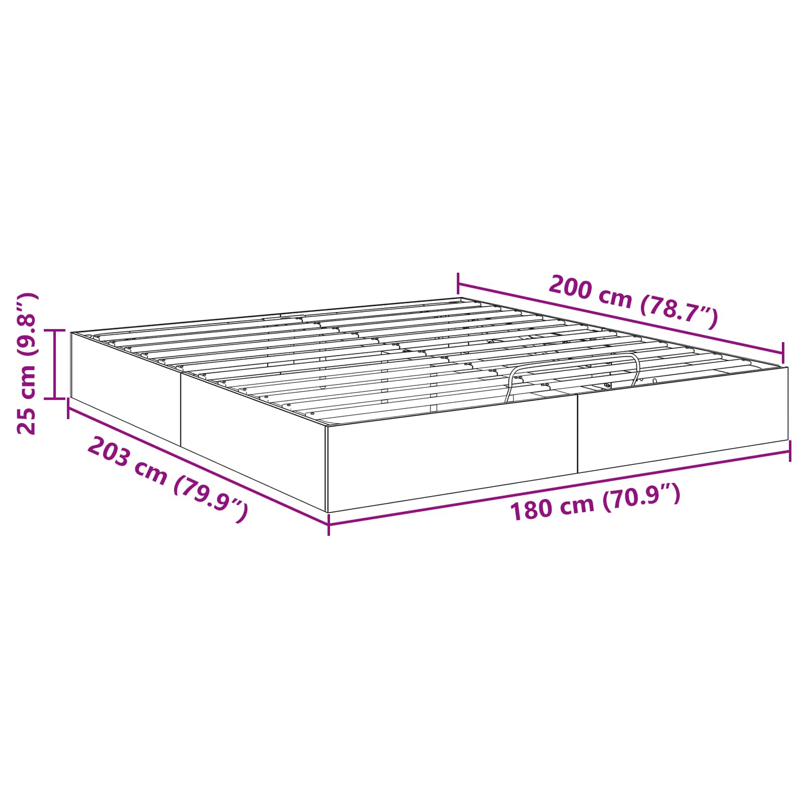Ottoman Bed Frame Sonoma Oak 203 x 180 x 25 cm Chipboard